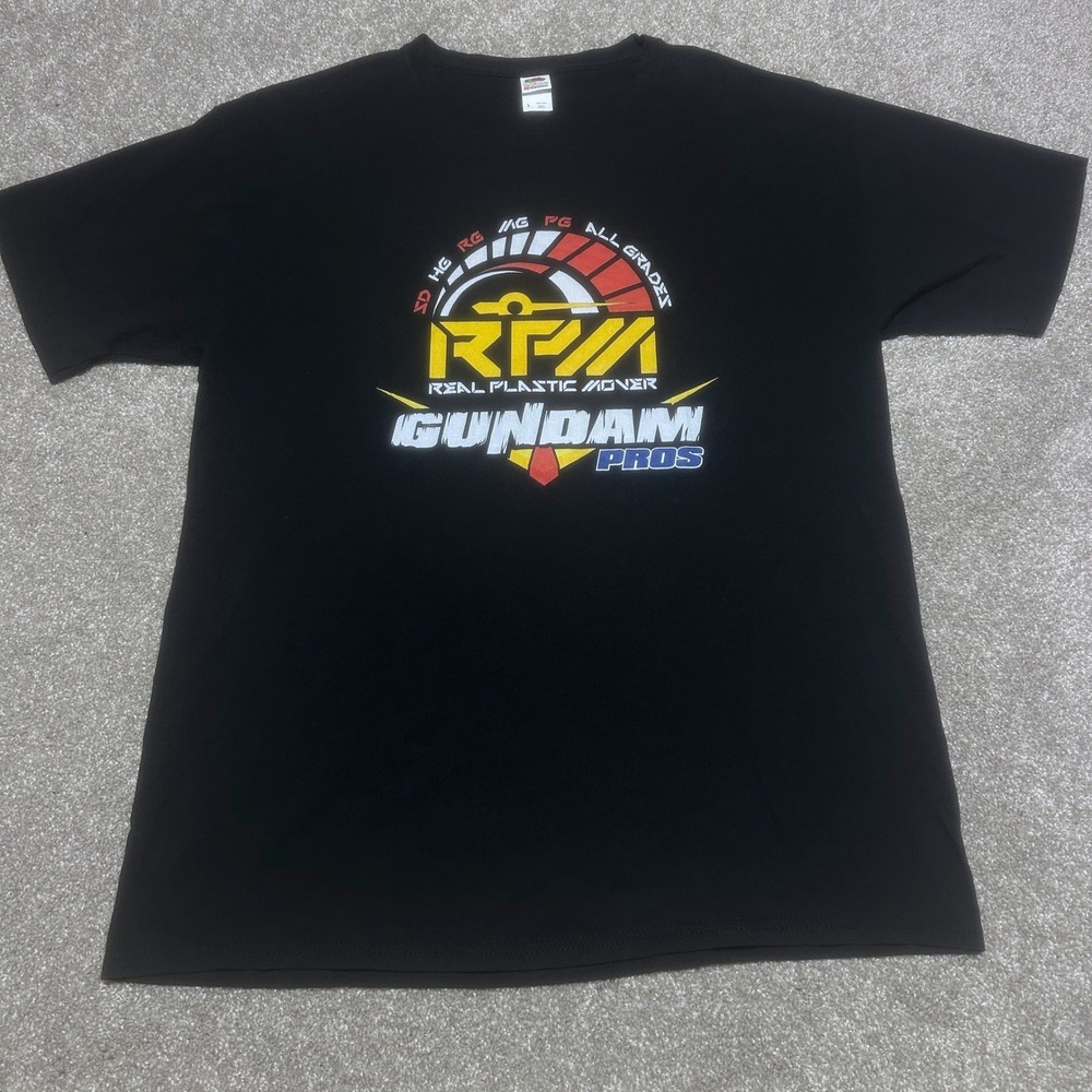 Fruit of the Loom Mens L RPM Gundam Pros Graphic Tee Black Anime Hobby T-Shirt
